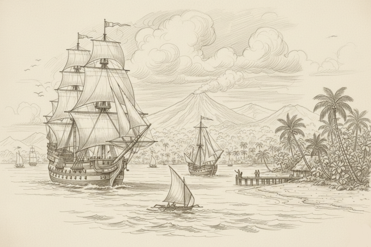 Dutch trading ships from the 1700s