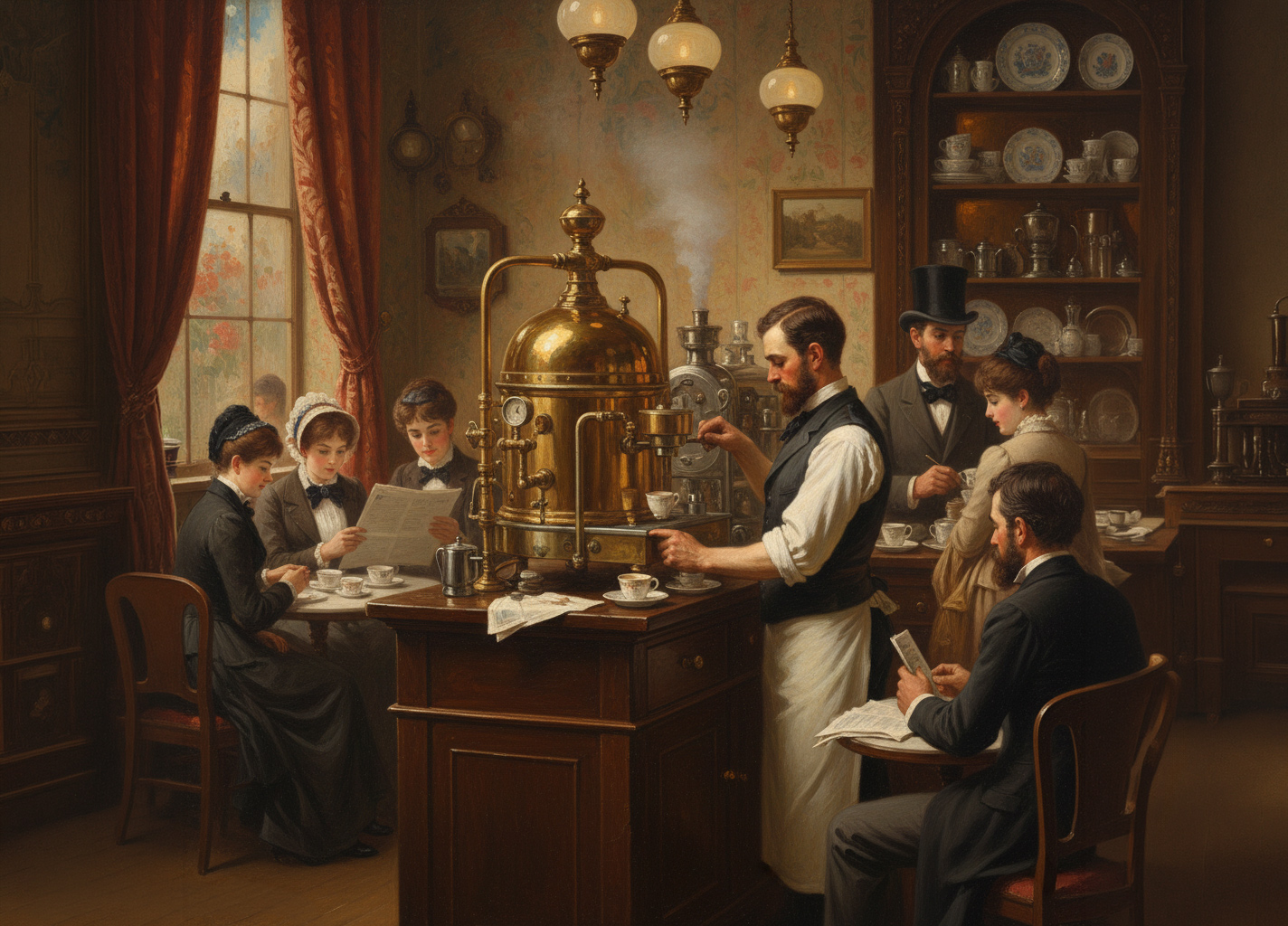 Victorian era espresso machine from the Industrial Era